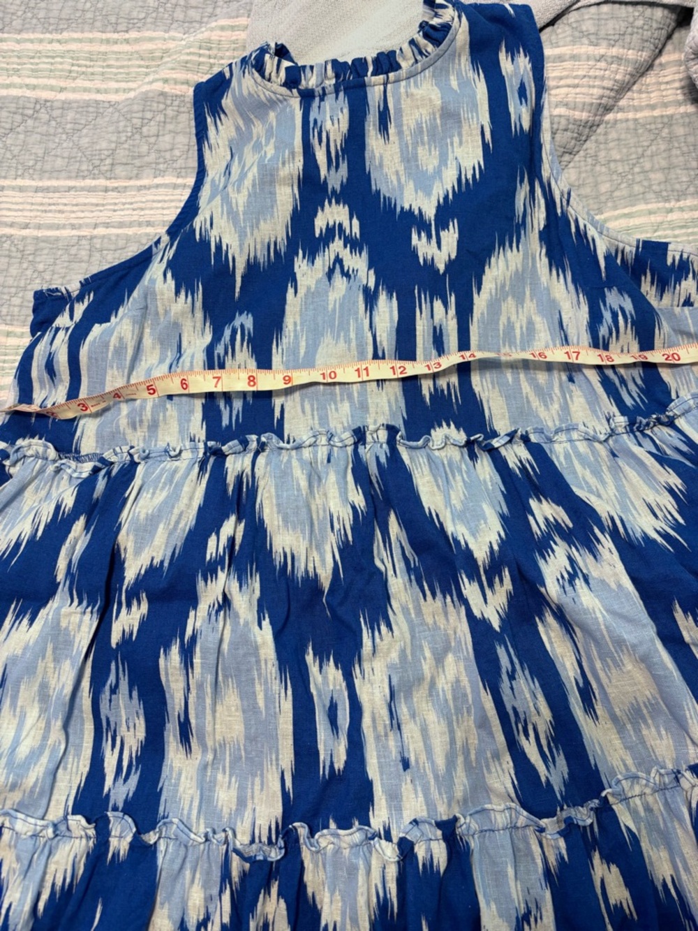 crown & ivy Blue and White Ikat Tiered Sundress - Picture 7 of 7